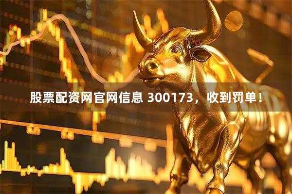股票配资网官网信息 300173，收到罚单！